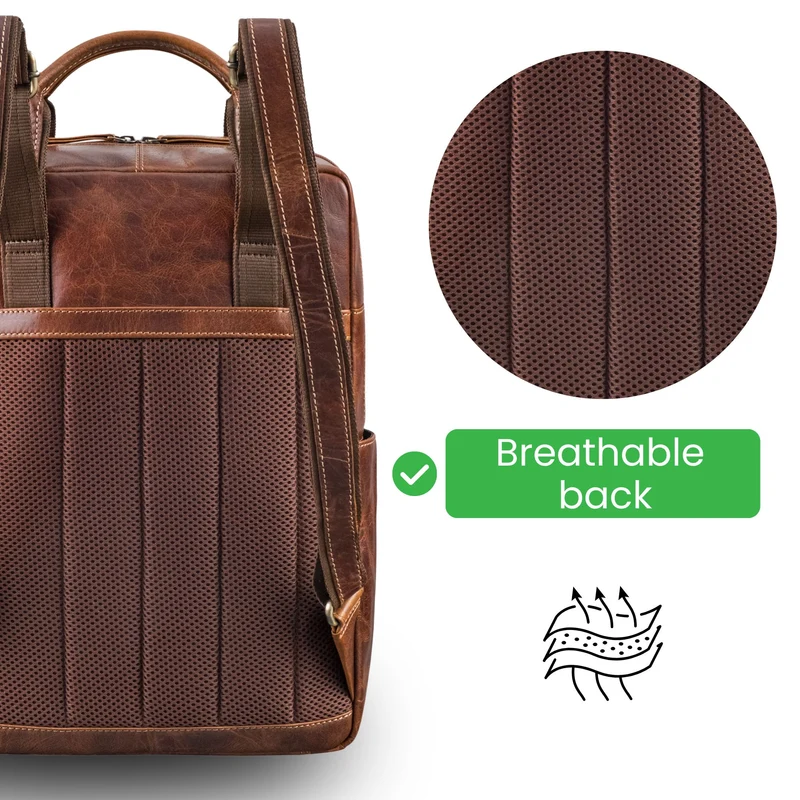 "Lilo" Großer Echtleder Rucksack Damen mit Laptopfach 15,6 Zoll