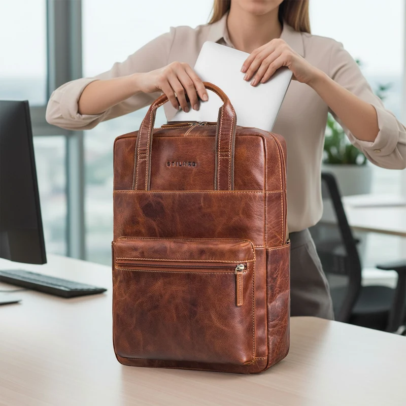 "Lilo" Großer Echtleder Rucksack Damen mit Laptopfach 15,6 Zoll
