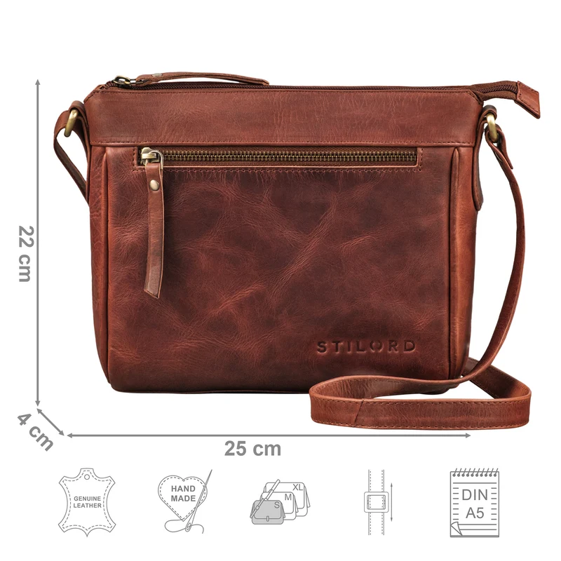 "Mirabelle" Zeitlose Lederdatsche Handtasche Damen zum Umhängen