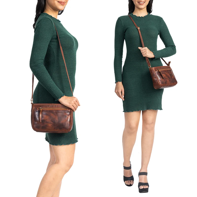 B-WARE "Lilia" 2-in-1 Umhängetasche Damen Handtasche Leder