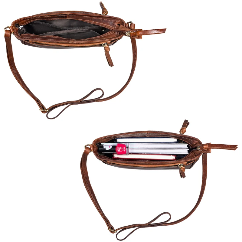 B-WARE "Lilia" 2-in-1 Umhängetasche Damen Handtasche Leder