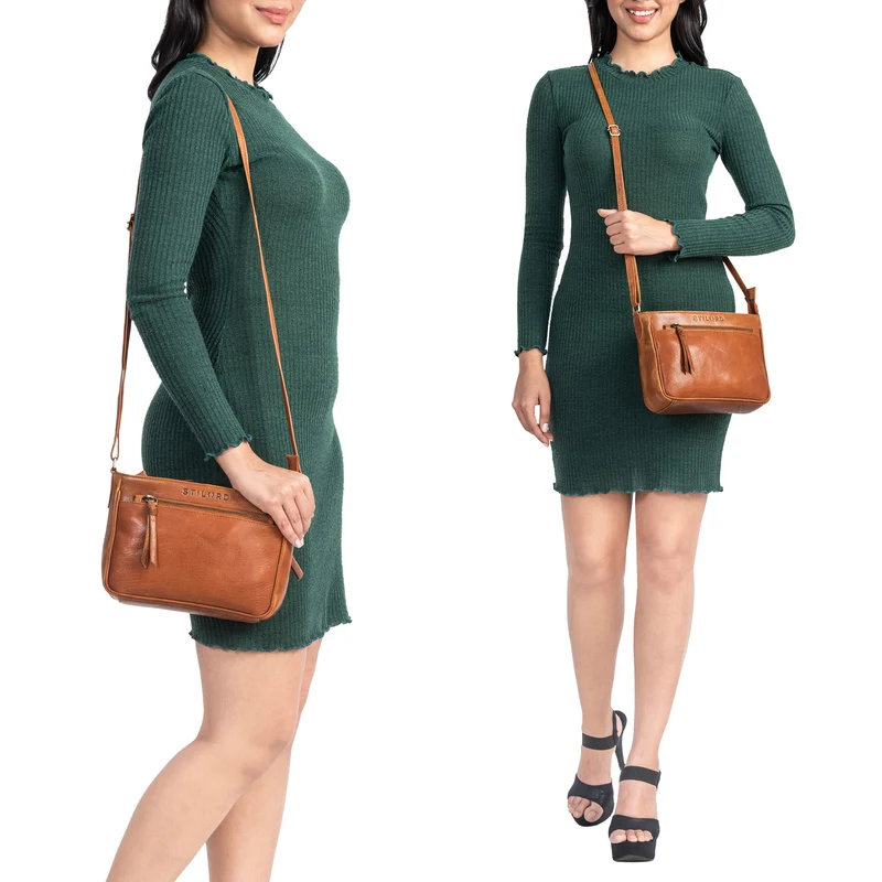 B-WARE "Lilia" 2-in-1 Umhängetasche Damen Handtasche Leder