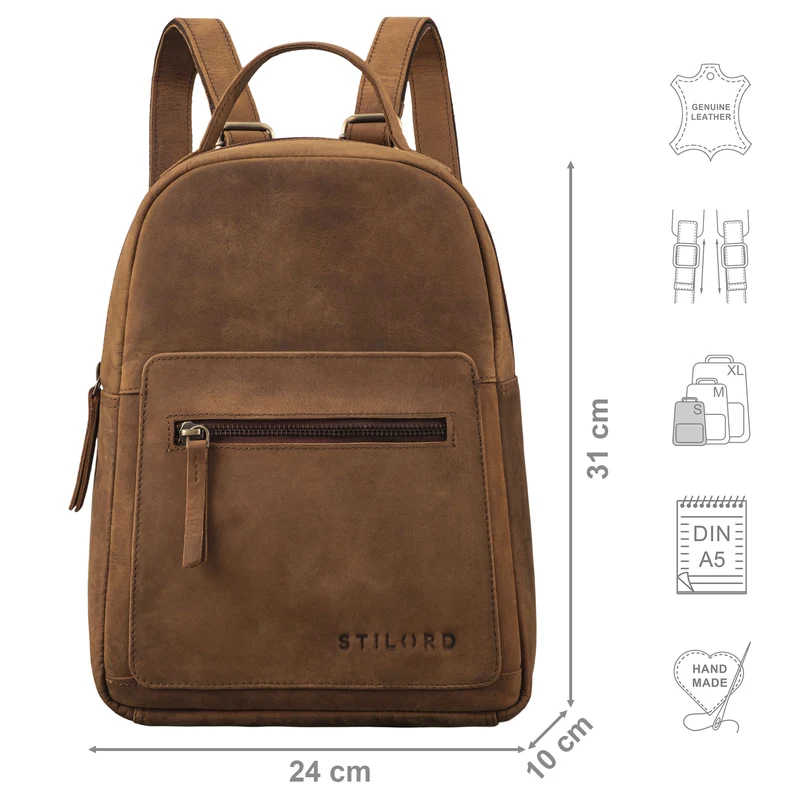 "Luisa" Kleiner Lederrucksack Damen Echtleder Rucksack Cityrucksack