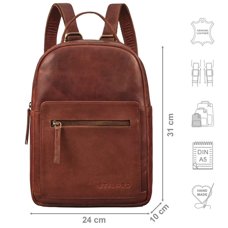 "Luisa" Kleiner Lederrucksack Damen Echtleder Rucksack Cityrucksack