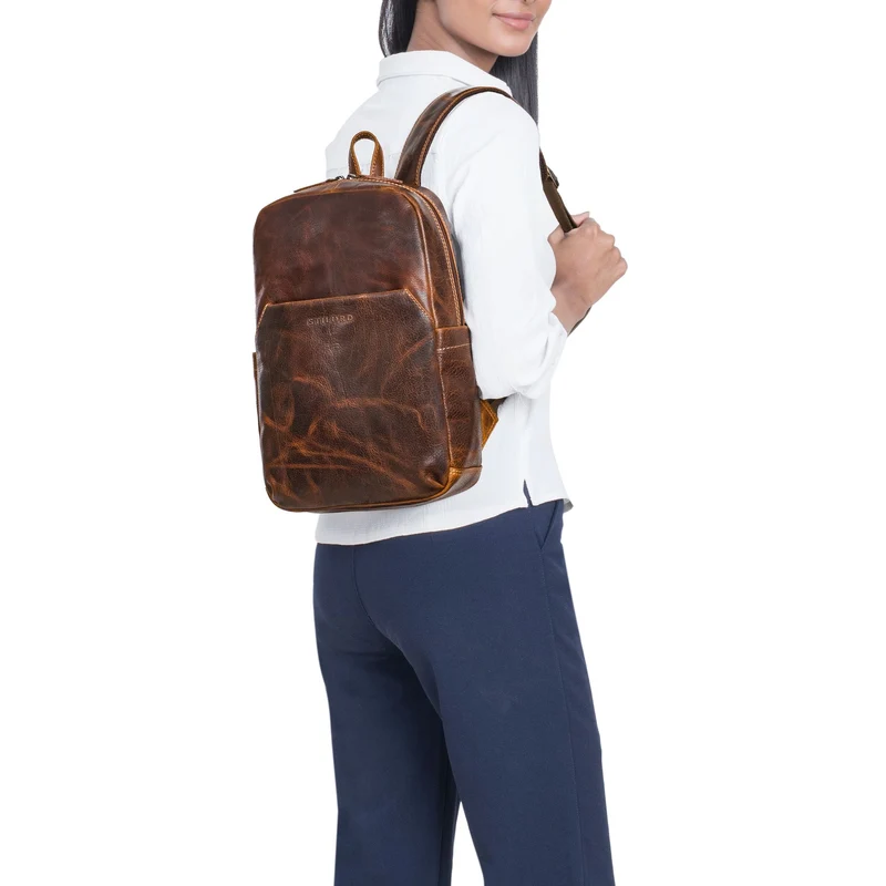"Kim" Kleiner Lederrucksack Damen Echtleder mit 12 Zoll Laptop-Fach
