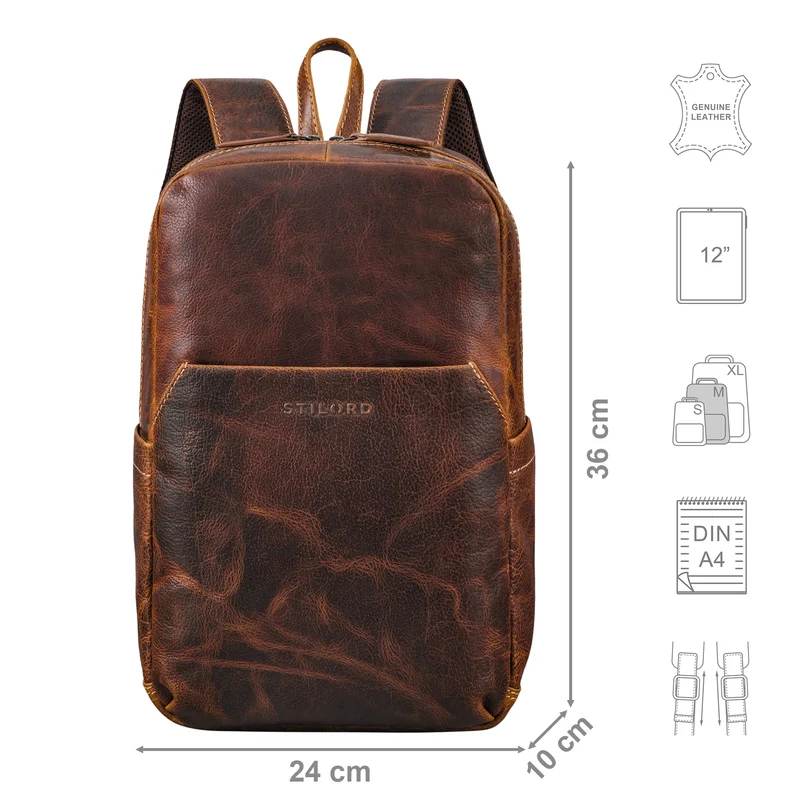 "Kim" Kleiner Lederrucksack Damen Echtleder mit 12 Zoll Laptop-Fach