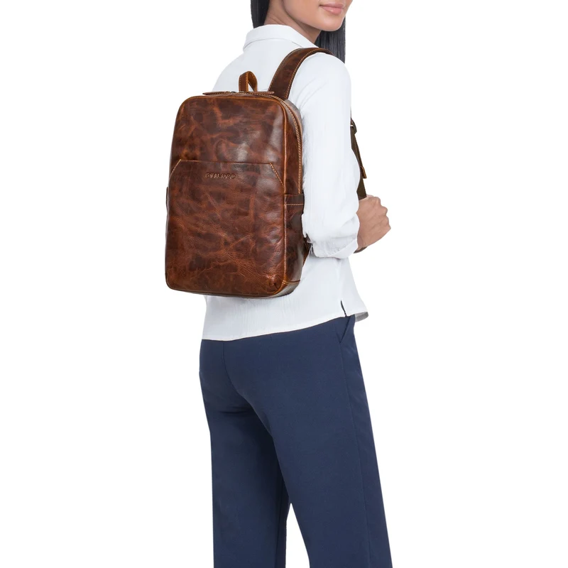 "Kim" Kleiner Lederrucksack Damen Echtleder mit 12 Zoll Laptop-Fach