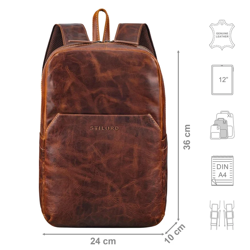 "Kim" Kleiner Lederrucksack Damen Echtleder mit 12 Zoll Laptop-Fach