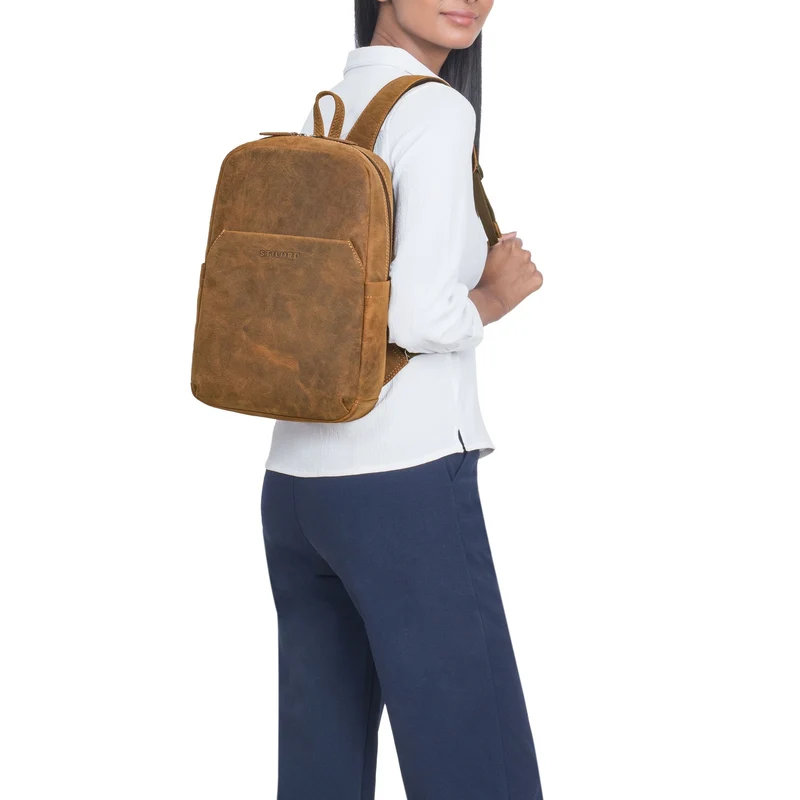 "Kim" Kleiner Lederrucksack Damen Echtleder mit 12 Zoll Laptop-Fach
