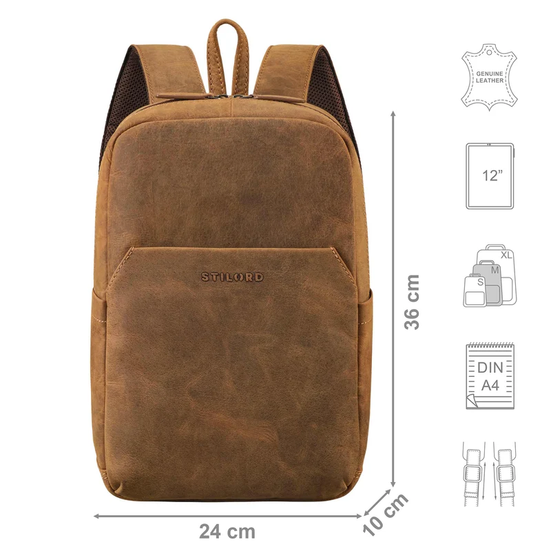 "Kim" Kleiner Lederrucksack Damen Echtleder mit 12 Zoll Laptop-Fach