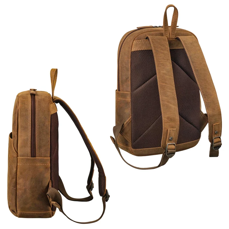 "Kim" Kleiner Lederrucksack Damen Echtleder mit 12 Zoll Laptop-Fach