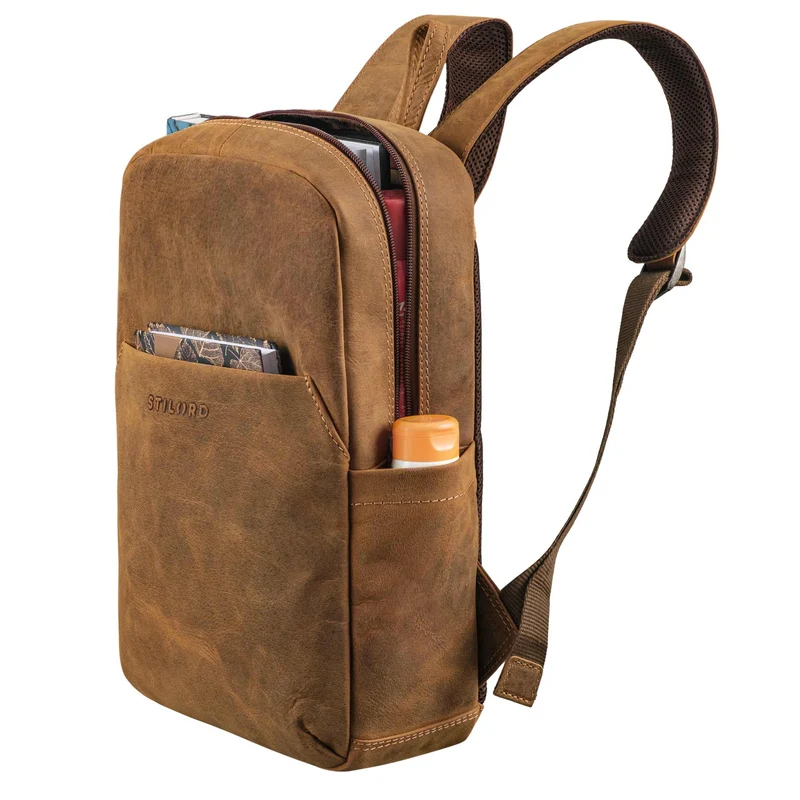 "Kim" Kleiner Lederrucksack Damen Echtleder mit 12 Zoll Laptop-Fach