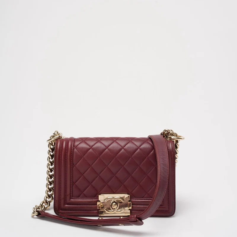 Chanel Le Boy Bag Mini Burgunderrot Burgunderrotes Lammleder