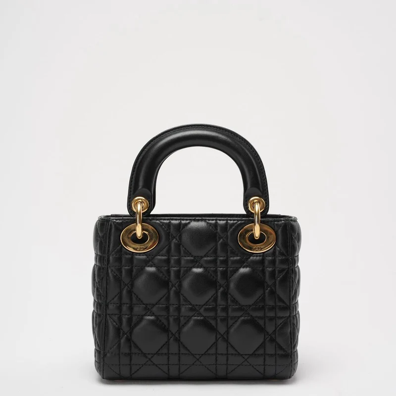 Dior Lady Dior Mini Bag Schwarzes Lammleder Goldbeschläge