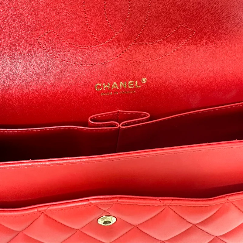 Chanel Timeless Classic Double Flap Jumbo Bag Rotes Lammleder Preloved