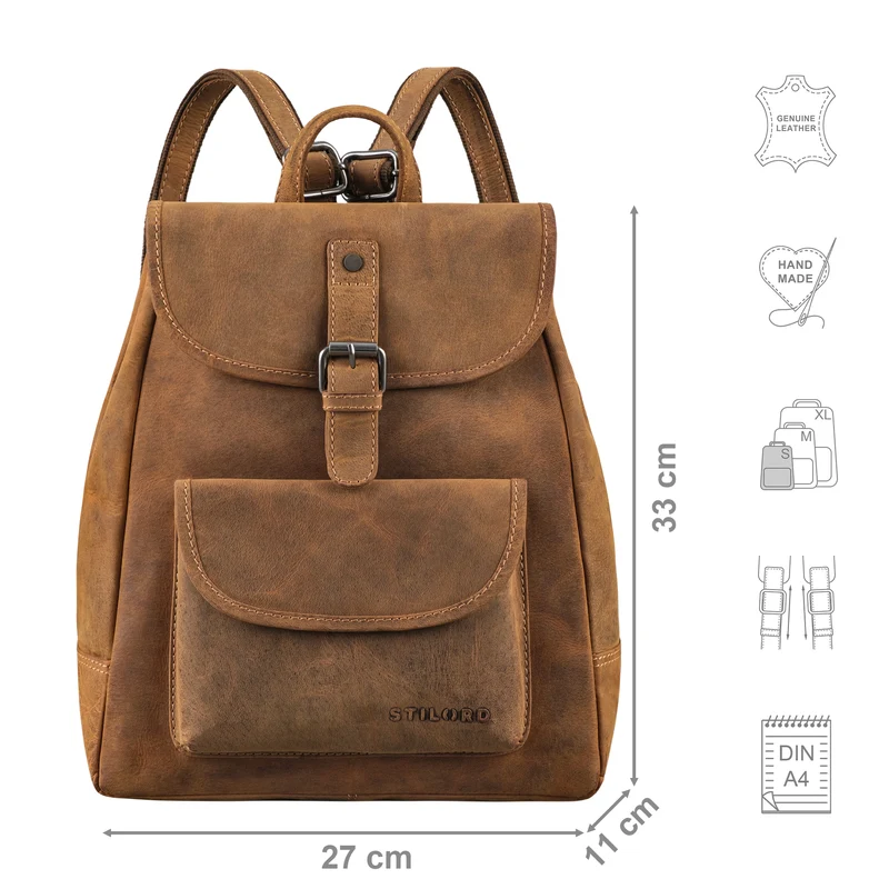 "Adele" Kleiner Rucksack Damen Leder - Tagesrucksack