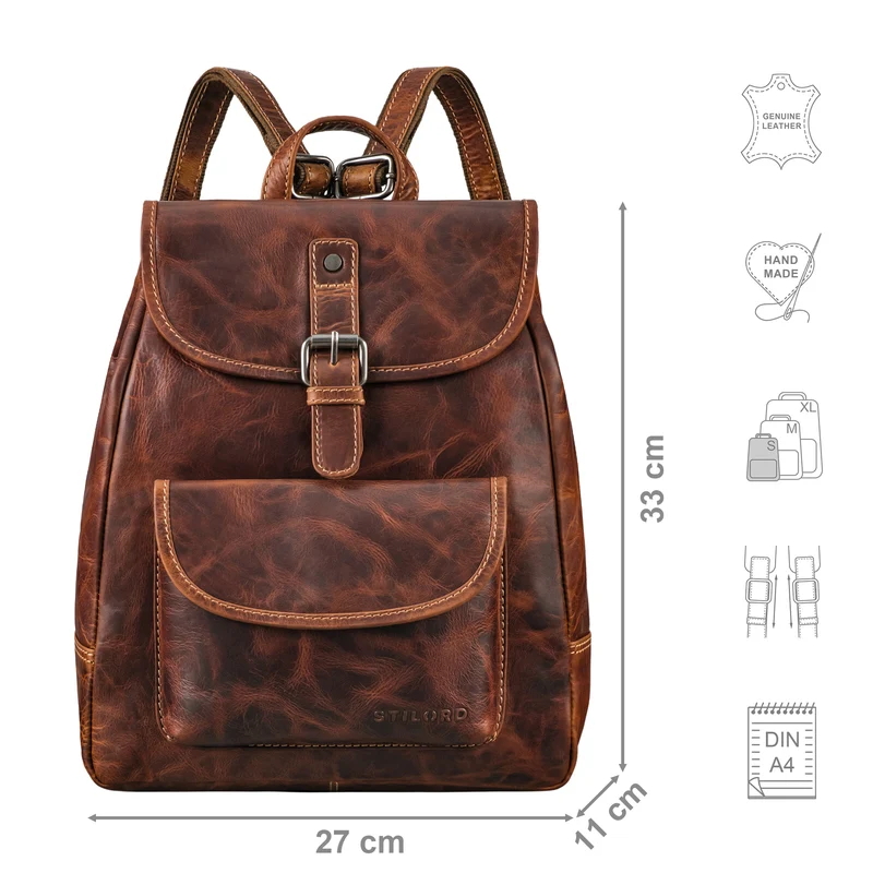 "Adele" Kleiner Rucksack Damen Leder - Tagesrucksack