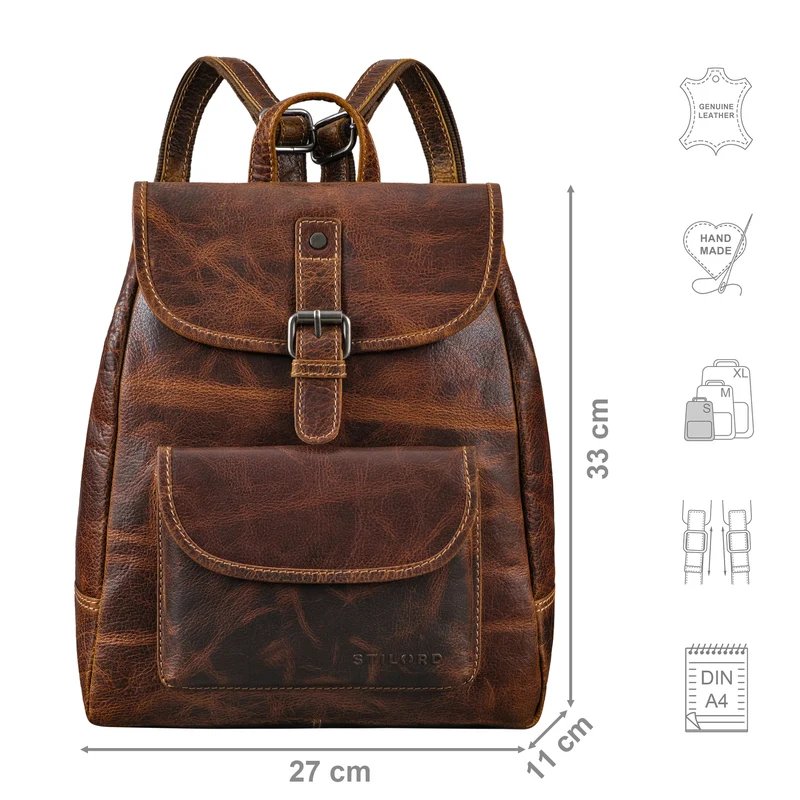"Adele" Kleiner Rucksack Damen Leder - Tagesrucksack