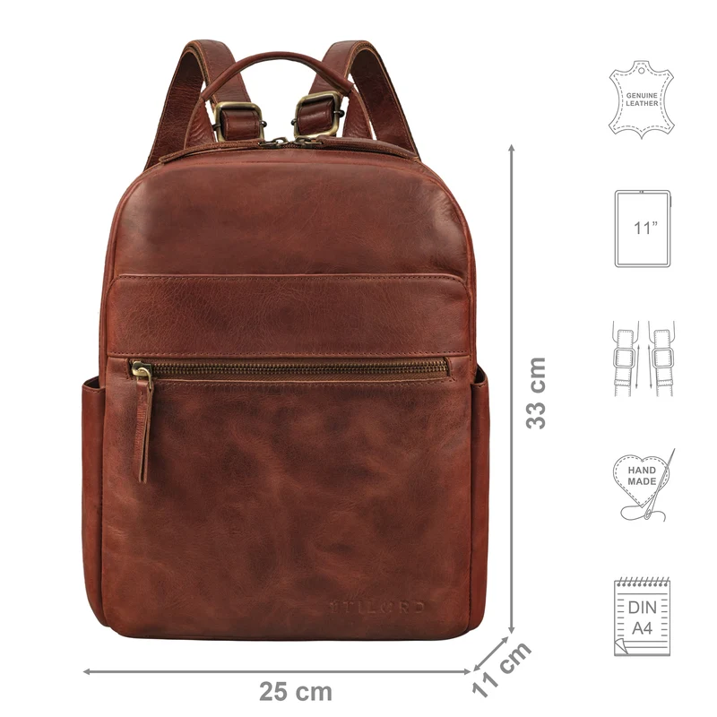 "Phineas" Lederrucksack Damen u. Herren mittel-groß