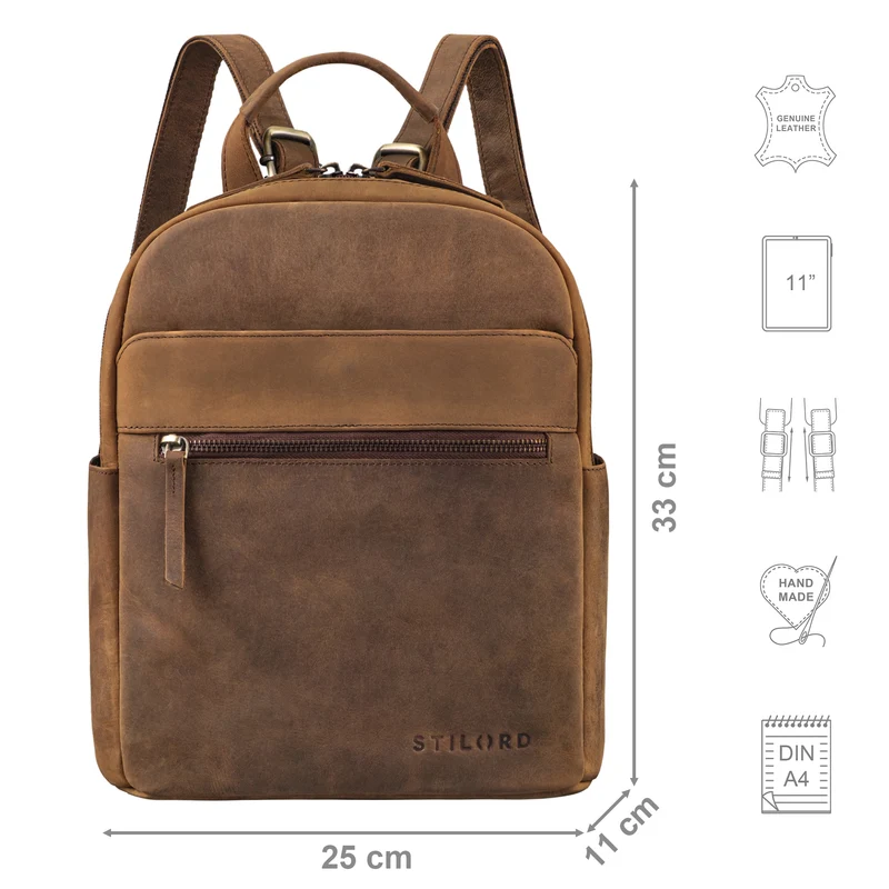 "Phineas" Lederrucksack Damen u. Herren mittel-groß