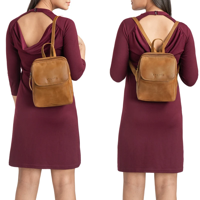 B-WARE "Valentina" Damenrucksack Klein Leder