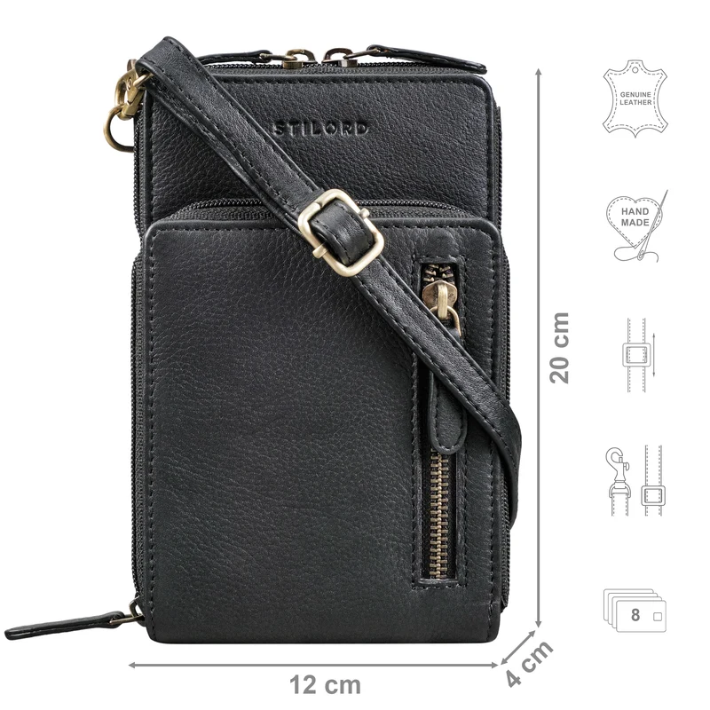 "Payton" 2-1 Leder Handytasche mit Geldbörse zum Umhängen