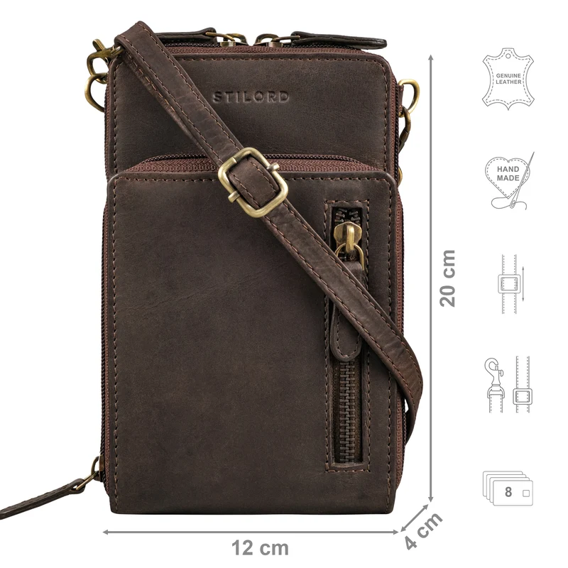 "Payton" 2-1 Leder Handytasche mit Geldbörse zum Umhängen