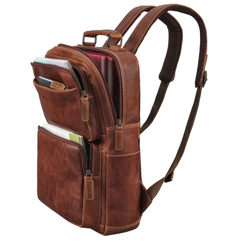 "Roman" Großer Business Laptop-Rucksack Leder Herren 15 - 16 Zoll