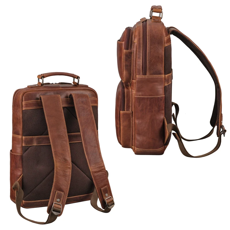 "Roman" Großer Business Laptop-Rucksack Leder Herren 15 - 16 Zoll