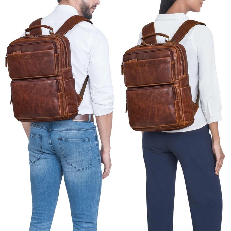 "Roman" Großer Business Laptop-Rucksack Leder Herren 15 - 16 Zoll