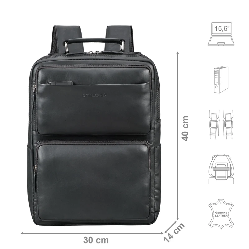 "Roman" Großer Business Laptop-Rucksack Leder Herren 15 - 16 Zoll