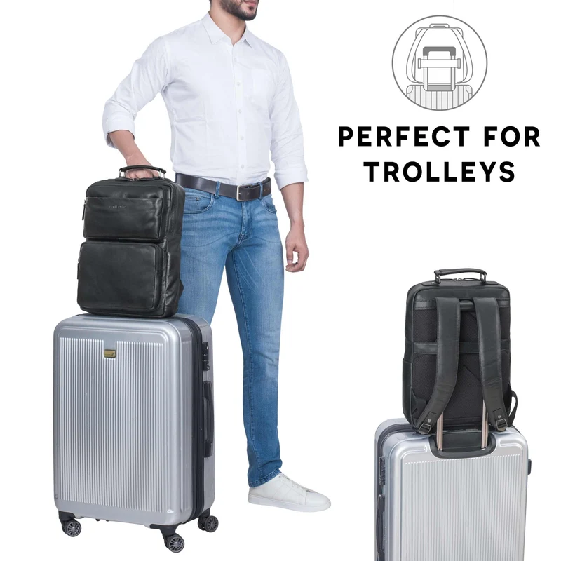 "Roman" Großer Business Laptop-Rucksack Leder Herren 15 - 16 Zoll