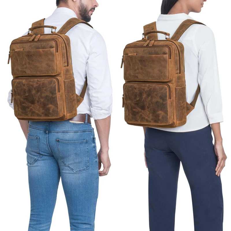 "Roman" Großer Business Laptop-Rucksack Leder Herren 15 - 16 Zoll