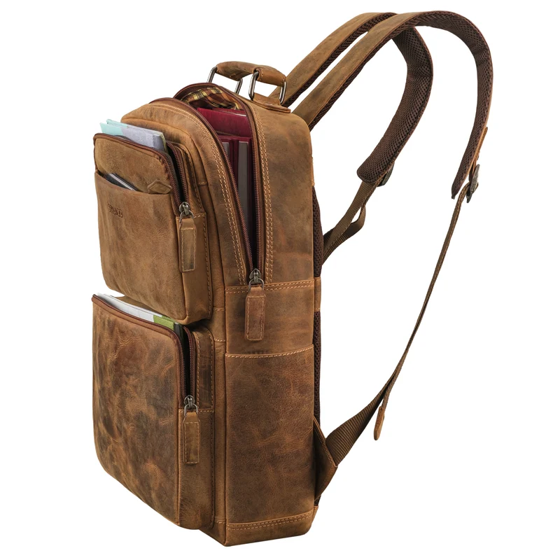 "Roman" Großer Business Laptop-Rucksack Leder Herren 15 - 16 Zoll