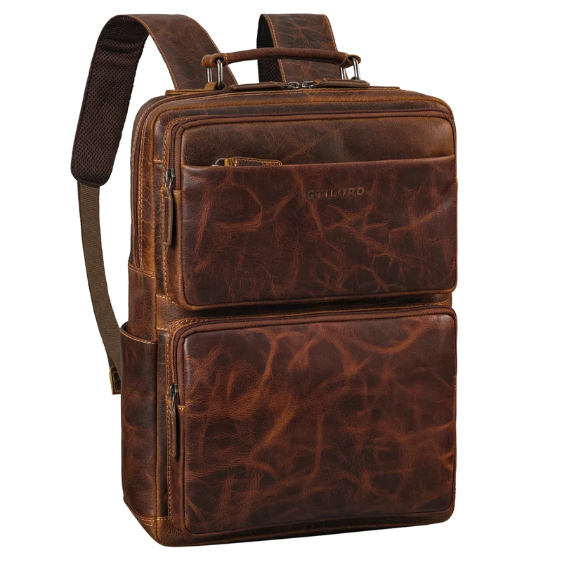 "Roman" Großer Business Laptop-Rucksack Leder Herren 15 - 16 Zoll