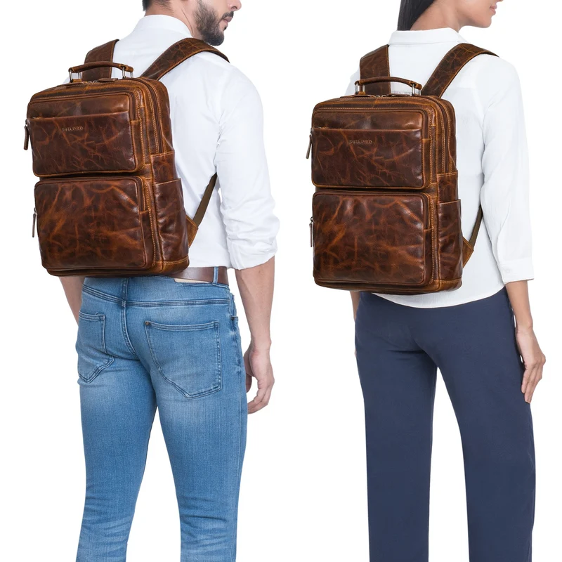 "Roman" Großer Business Laptop-Rucksack Leder Herren 15 - 16 Zoll