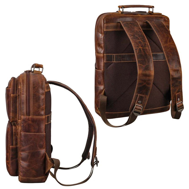"Roman" Großer Business Laptop-Rucksack Leder Herren 15 - 16 Zoll