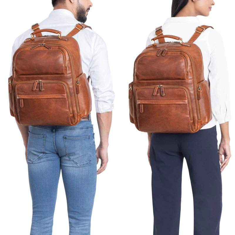 "Sigmund" Herren Laptop Rucksack 15 - 17 Zoll aus echtem Leder XXL
