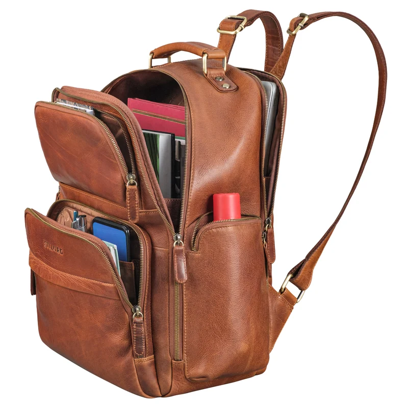 "Sigmund" Herren Laptop Rucksack 15 - 17 Zoll aus echtem Leder XXL
