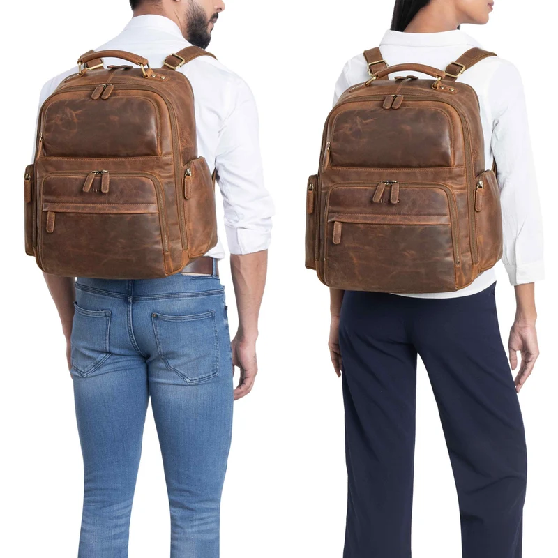 "Sigmund" Herren Laptop Rucksack 15 - 17 Zoll aus echtem Leder XXL