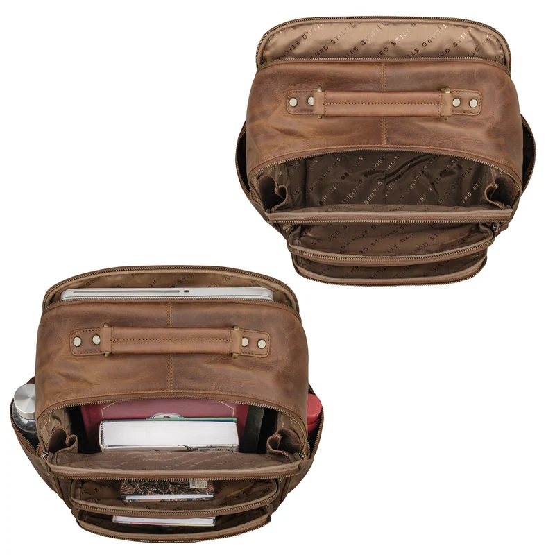 "Sigmund" Herren Laptop Rucksack 15 - 17 Zoll aus echtem Leder XXL