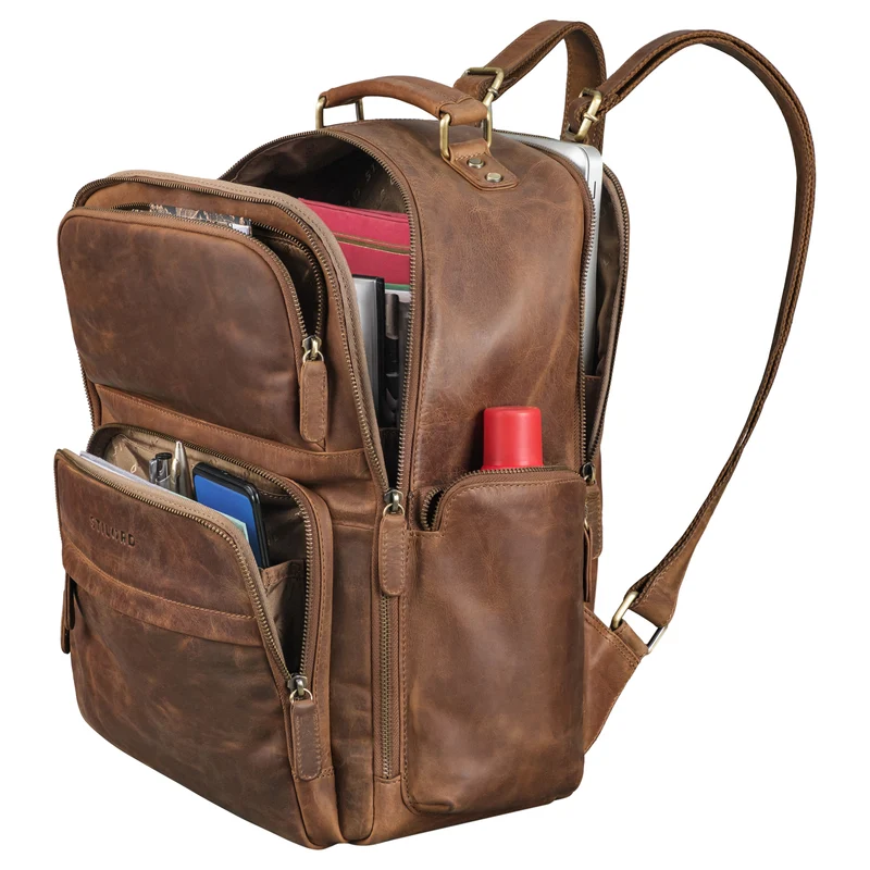 "Sigmund" Herren Laptop Rucksack 15 - 17 Zoll aus echtem Leder XXL