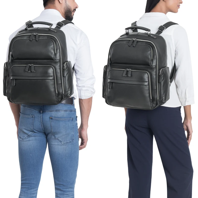 "Sigmund" Herren Laptop Rucksack 15 - 17 Zoll aus echtem Leder XXL