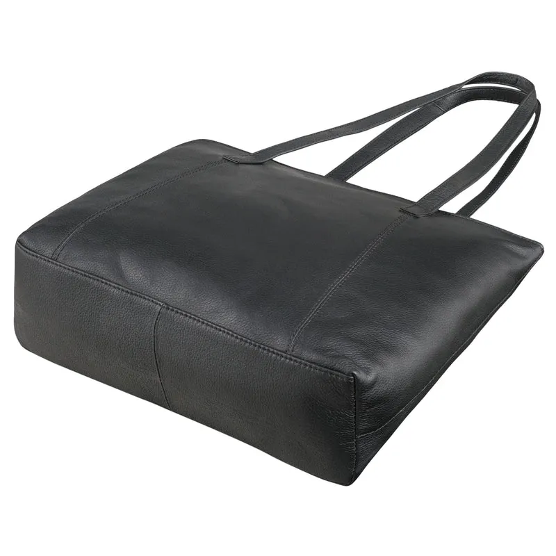 "Tina" Elegante Leder Shopper Tasche Damen Groß für Laptop 13,6 Zoll