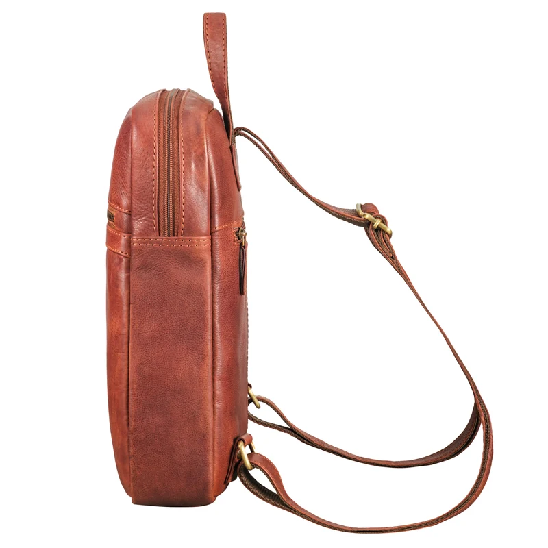 "Pearl" Stylischer Lederrucksack Damen Klein mit Reißverschluss