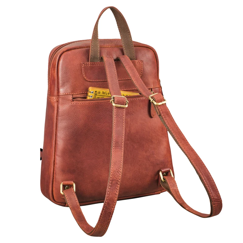 "Pearl" Stylischer Lederrucksack Damen Klein mit Reißverschluss