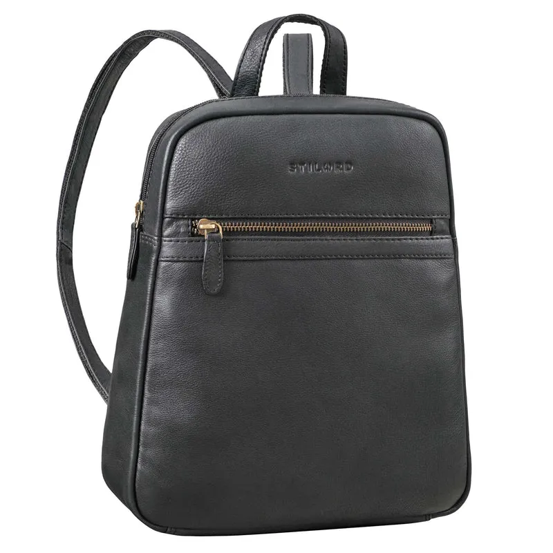 "Pearl" Stylischer Lederrucksack Damen Klein mit Reißverschluss