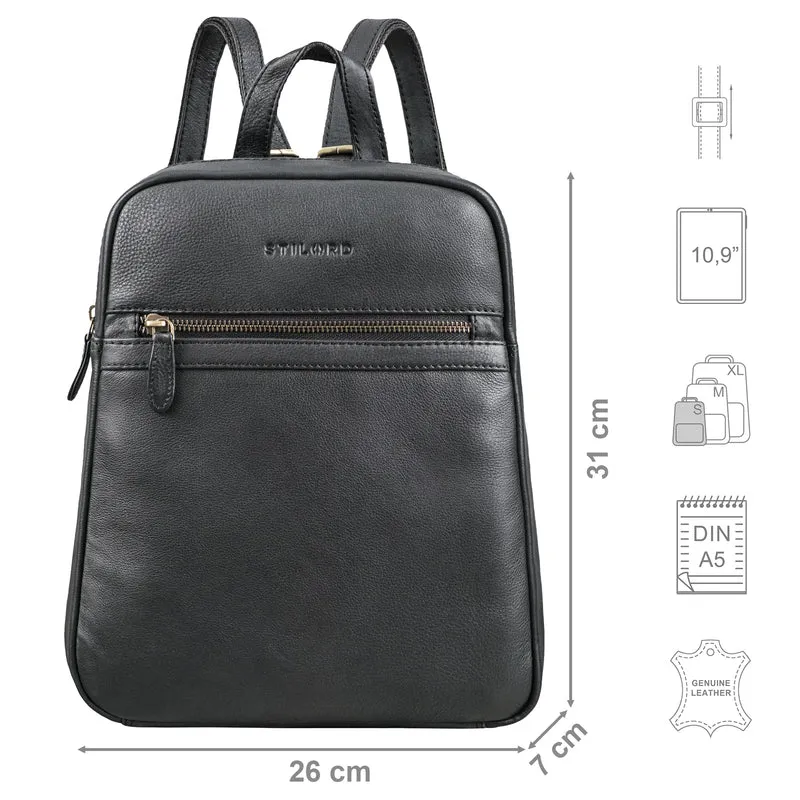 "Pearl" Stylischer Lederrucksack Damen Klein mit Reißverschluss