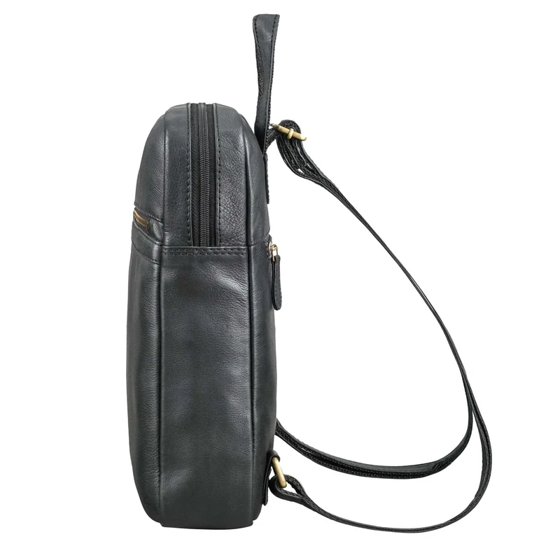 "Pearl" Stylischer Lederrucksack Damen Klein mit Reißverschluss