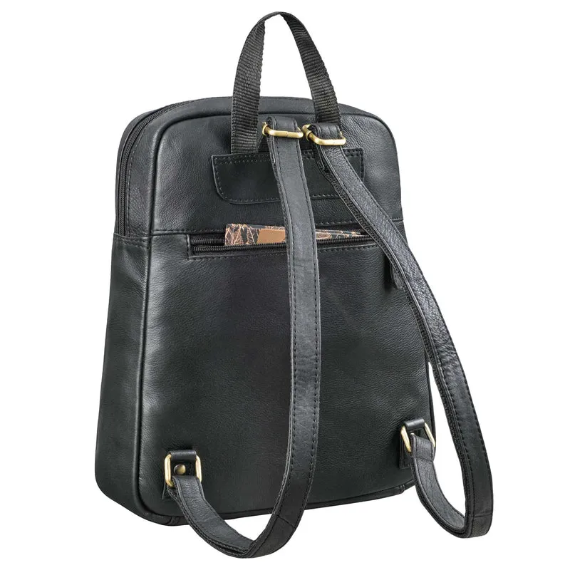 "Pearl" Stylischer Lederrucksack Damen Klein mit Reißverschluss